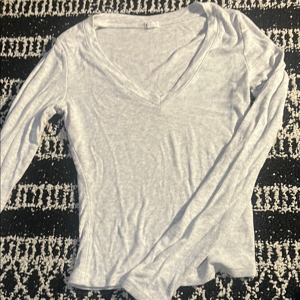 Garage Women's V-Neck Ribbed Top - White